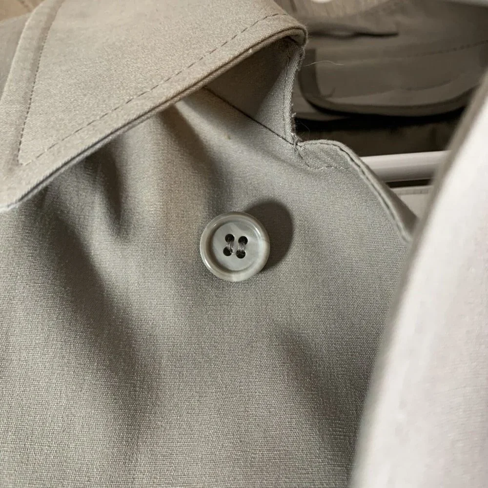 London Fog Trench Coat Men's Size 40 Reg. Tan Hidden Buttons Removable Liner - Picture 8 of 13
